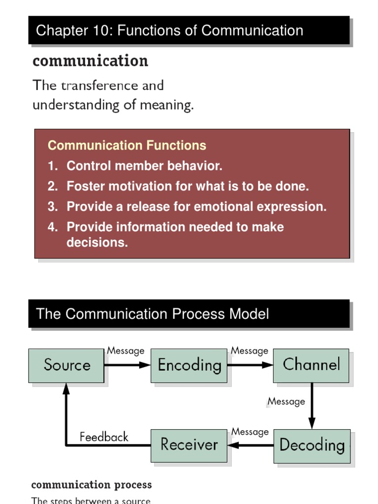 Chapter 10: Functions of Communication | PDF