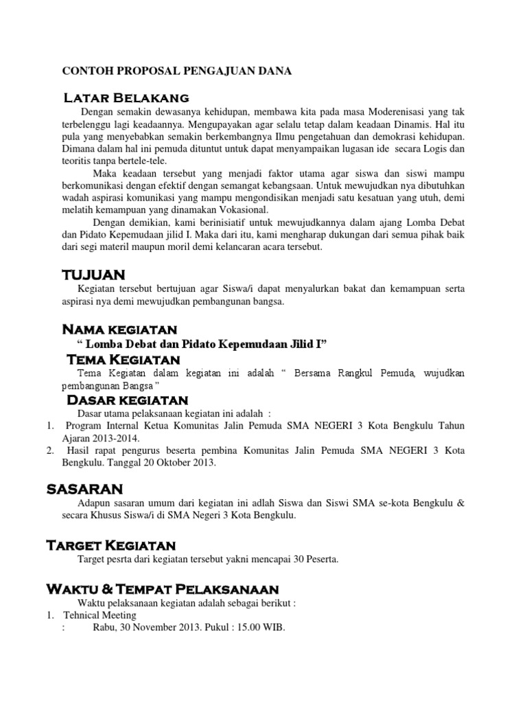 Contoh Proposal Pengajuan Dana