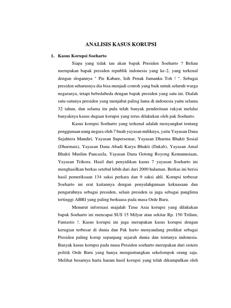 Analisis Kasus Korupsi