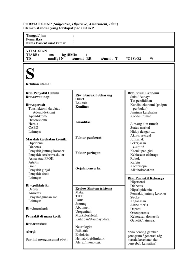 Format SOAP untuk Rekam Medis Keperawatan | PDF