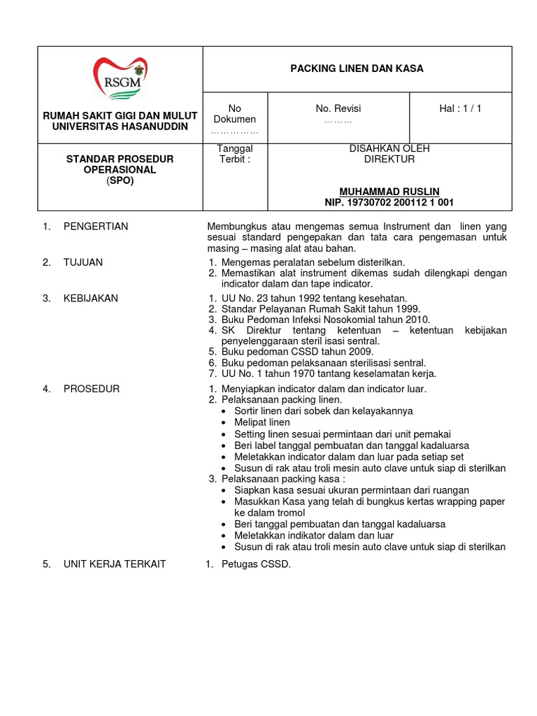Spo 08 Packing Linen Dan Kasa | PDF