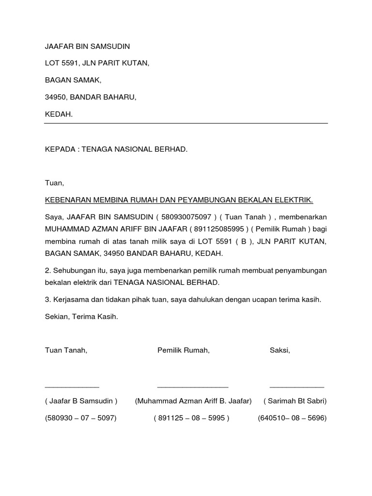 Surat Kebenaran Membina Rumah Pdf