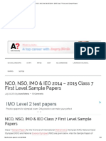 NCO, NSO, IMO & IEO 2014 - 2015 Class 7 First Level Sample Papers PDF