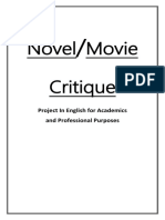 Novel Movie Critique: Project in English For Academics and Professional Purposes