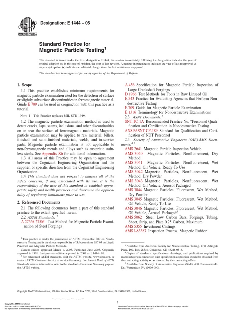 Astm E1444 05 Pm Pdf Nondestructive Testing Specification