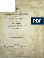 Reglamentos Organicos de La Ensenanza Publica 1826
