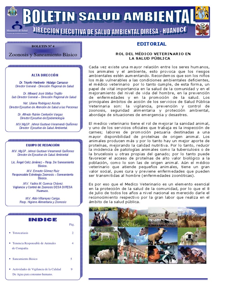 Rol Del Medico Veterinario en La Salud Publica PDF | PDF | Saneamiento ...