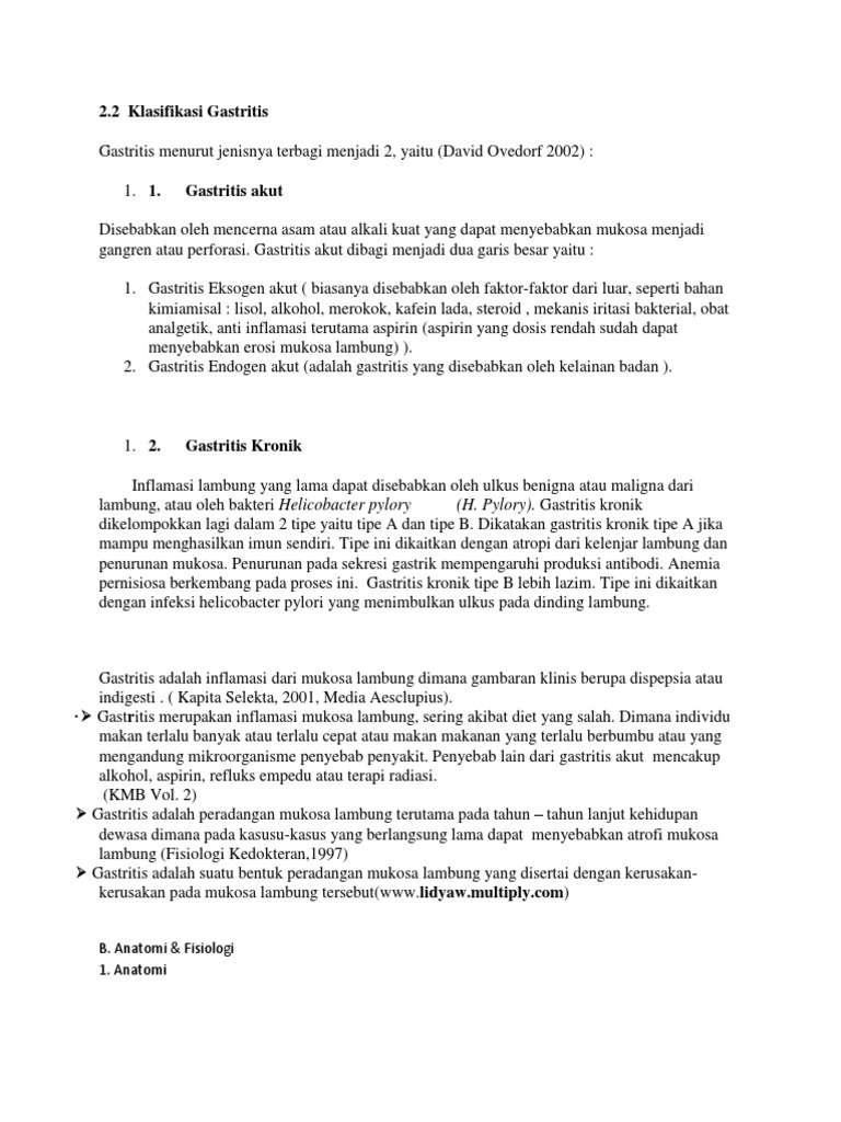Klasifikasi Gastritis | PDF
