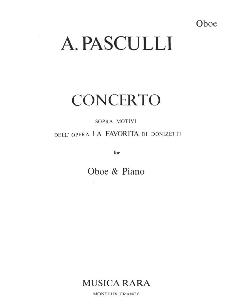 PARTITURA OBOÉ Pasculli La Favorita PDF