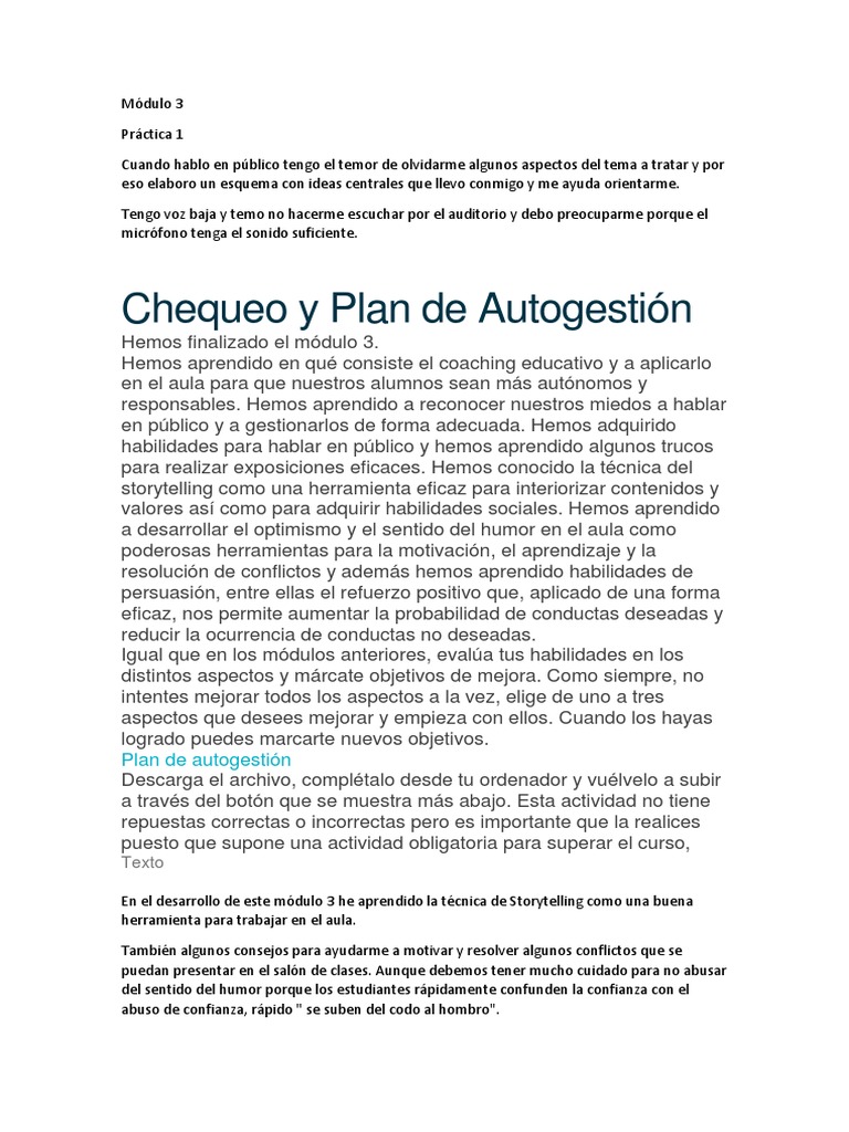 Módulo 3 Práctica 1 | PDF | Crecimiento personal y profesional