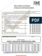 Instruções para prova de Auxiliar de Administração