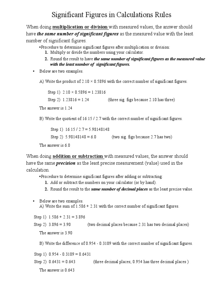 Sig Figs in Calc Rules 7109 PDF Significant Figures Logarithm