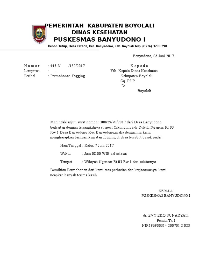 Surat Permohonan Alat Fogging