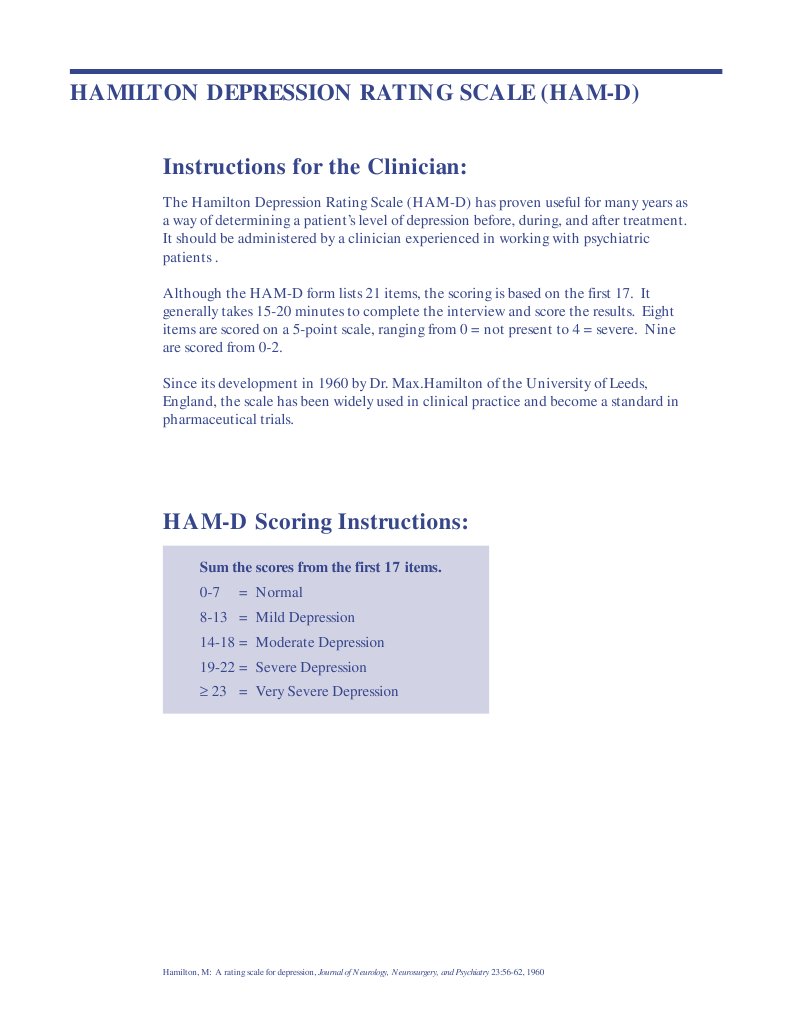 HAM D Scoring | PDF | Major Depressive Disorder | Psychiatry