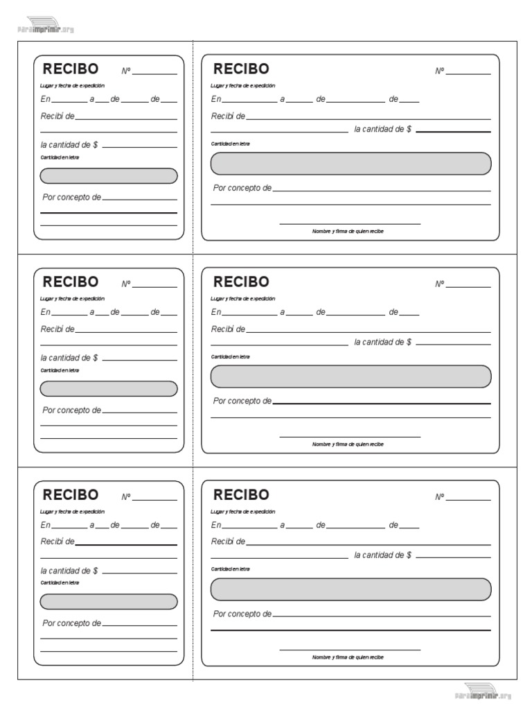 Recibo Con Talonario Para Imprimirpdf