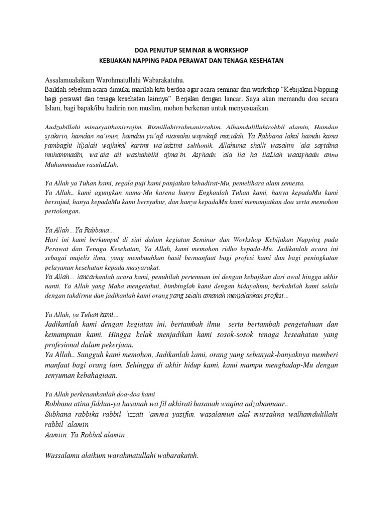 Doa Pembuka Penutup Seminar Docx
