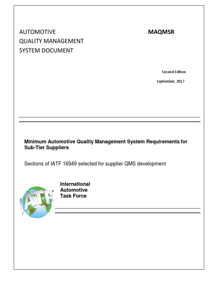 Minimum Automotive Quality Management System Requirements For Sub Tier