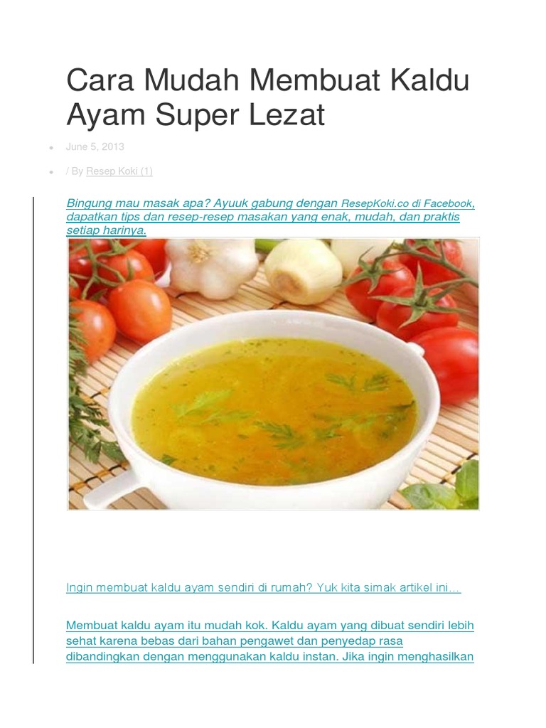 Masak Ayam Yang Enak Dan Mudah