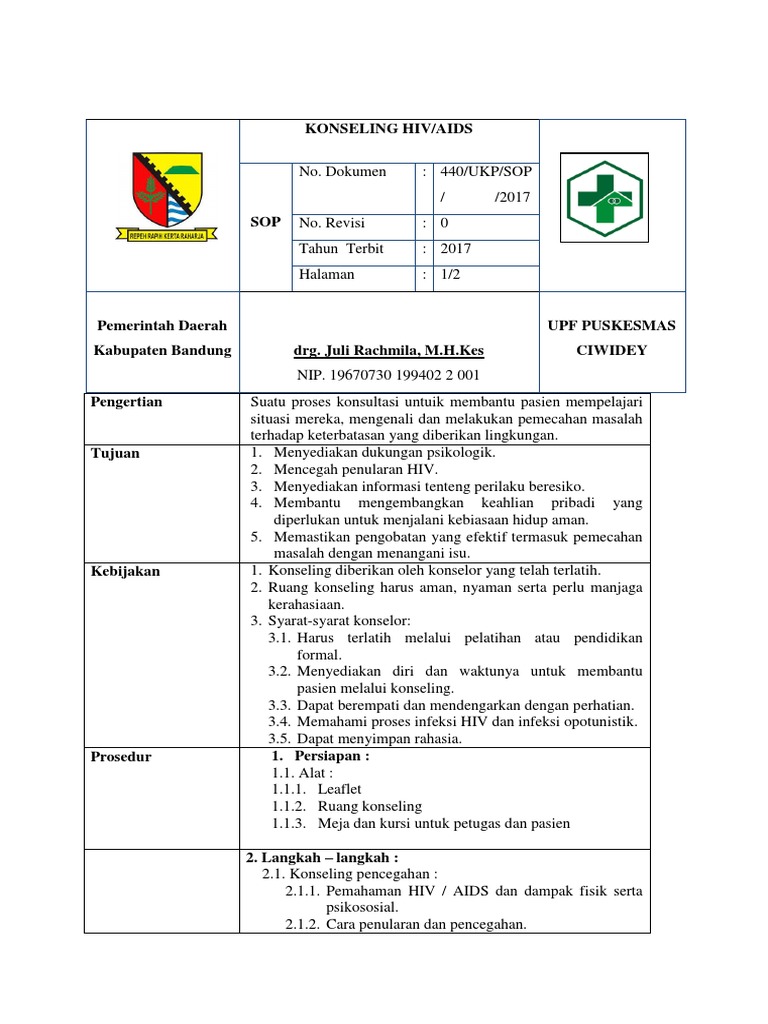 Sop Konseling Hiv Aids | PDF