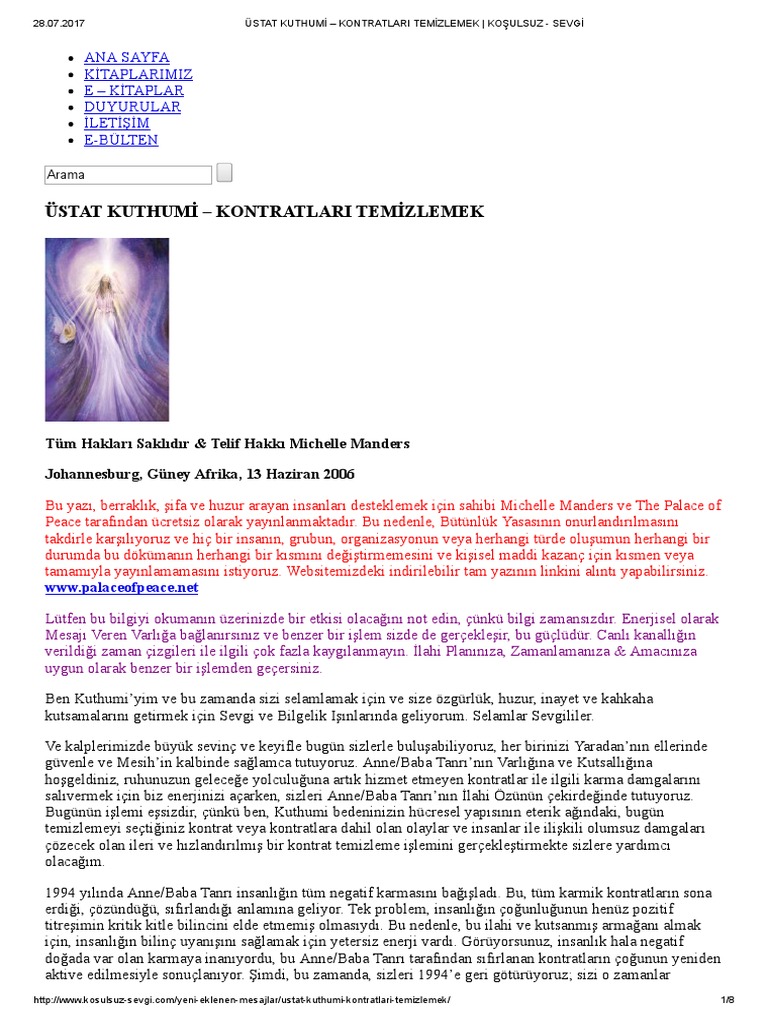 Üstat Kuthumi̇ - Kontratlari Temi̇zlemek - Koşulsuz - Sevgi̇ | PDF