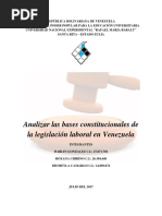Analizar Las Bases Constitucionales de La Legislación Laboral en Venezuela