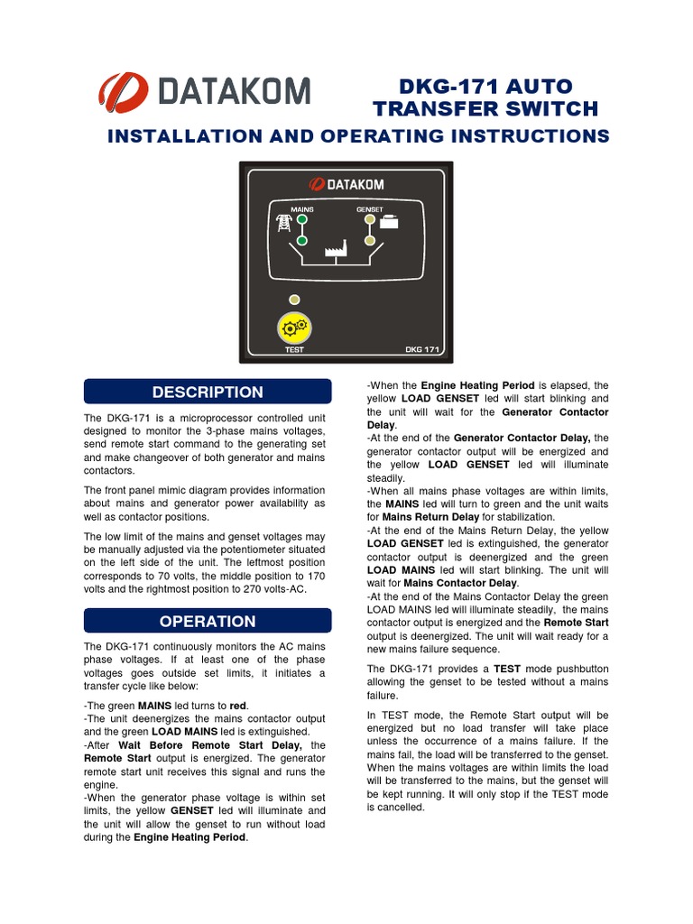 DKG 171 User | PDF | Mains Electricity | Electric Power