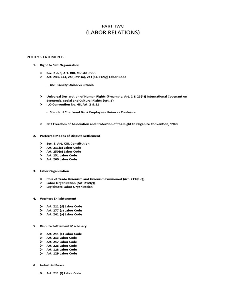 Labor Relations Policy Statements Overview | PDF | Labour Law | Strike ...
