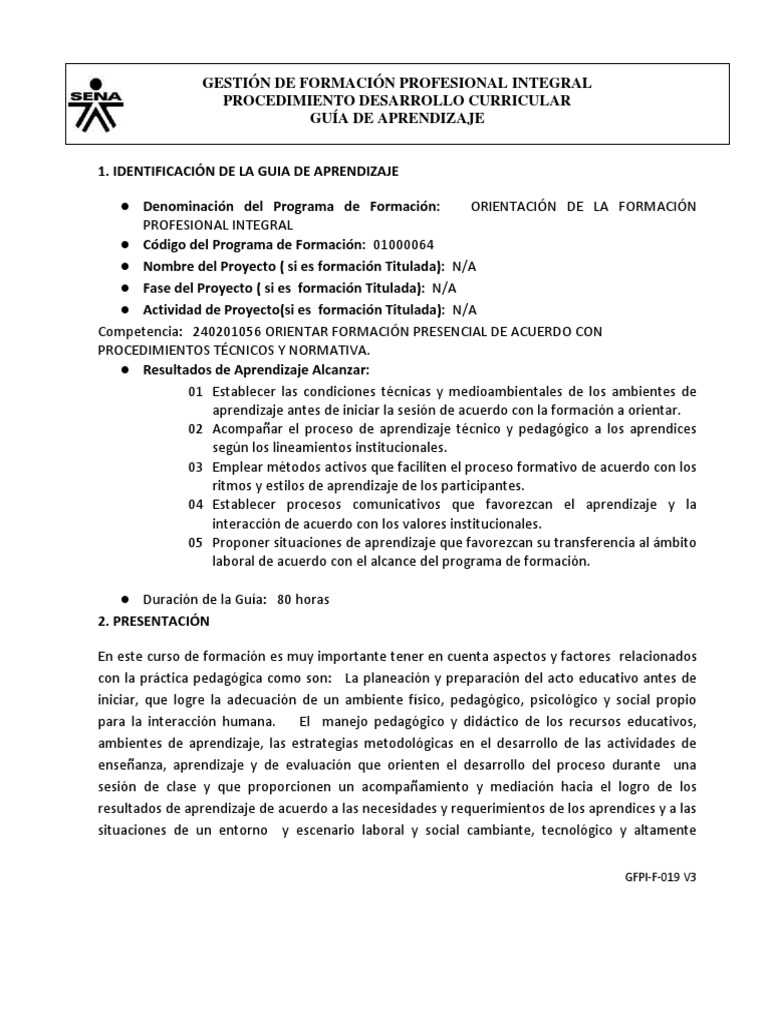 Guía de Aprendizaje para Instructores SENA | PDF | Aprendizaje | Evaluación