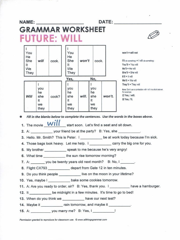 Grammar Future Will | PDF