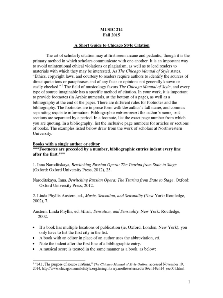 A Short Guide to Chicago Style Citation Citation Books