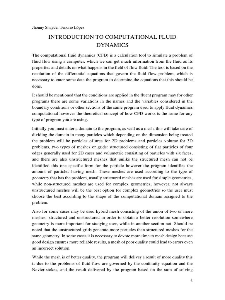 Introduction to Computational Fluid Dynamics | PDF | Computational ...