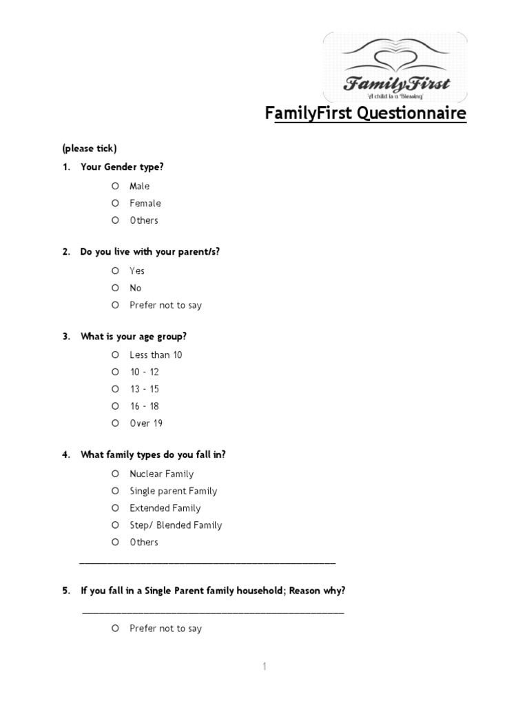 Single Parenting Family Questionnaire | PDF