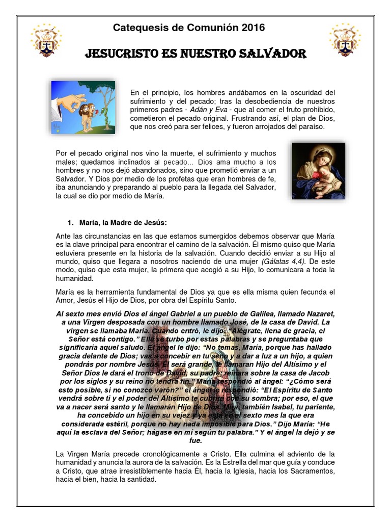 Jesucristo Es Nuestro Salvador Para Niños | PDF | María, madre de Jesús ...