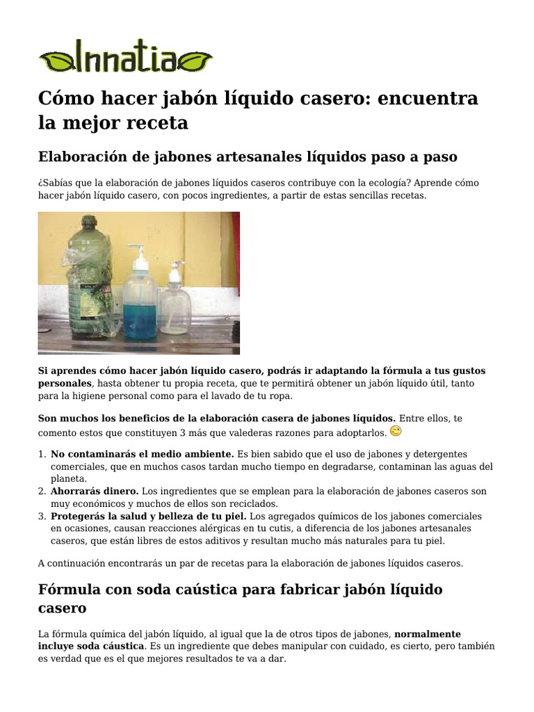 Como Hacer Jabon Liquido | PDF | Jabón | Aceite de oliva