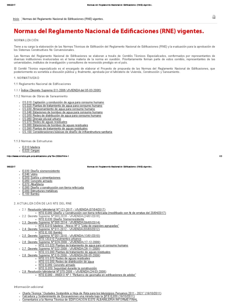 Normas Del Reglamento Nacional de Edificaciones (RNE) Vigentes | PDF ...