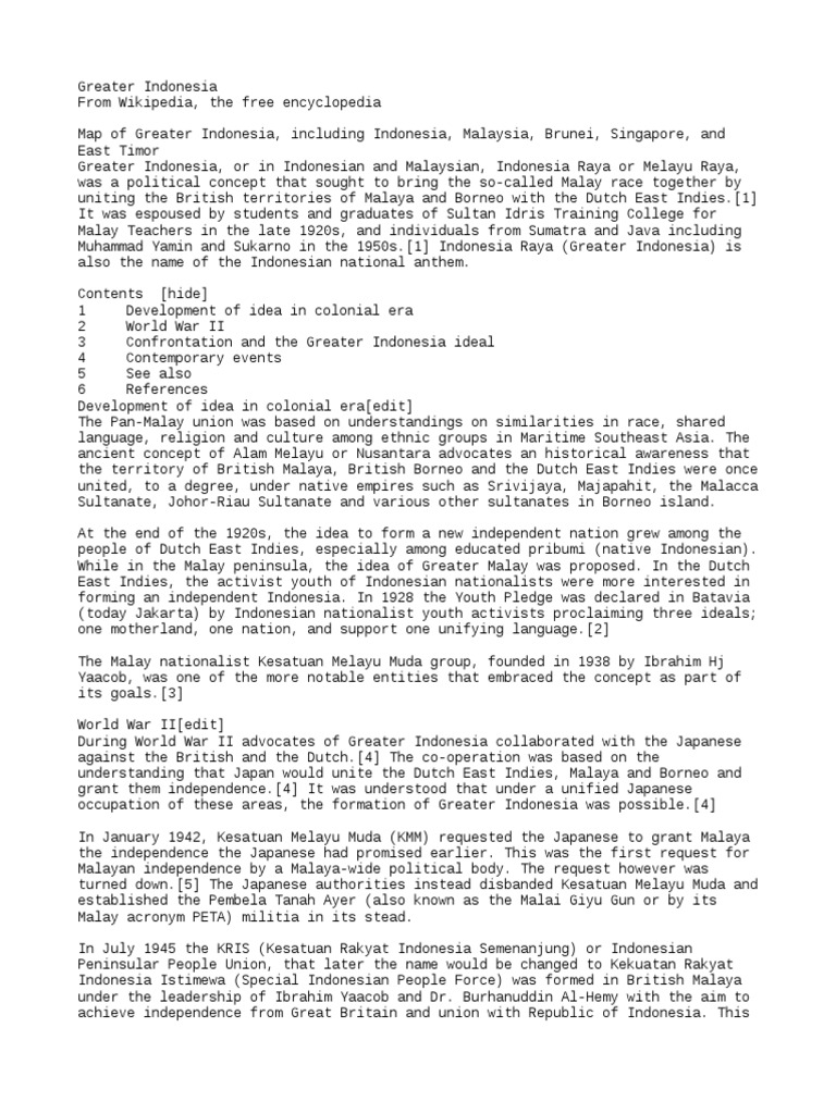 Greater Indonesia | PDF | Southeast Asia | Indonesia