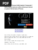 Download HBO Game of Thrones 7x05 Capitulo 5 Temporada 7 Online Espaol Latino Ver Online y Directo Por Internet by leonardo gonzales oscco SN361526443 doc pdf