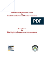 Policy Paper on the Right to Transparent Governance