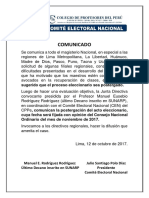 COMUNICADO DEL COMITÉ ELECTORAL NACIONAL