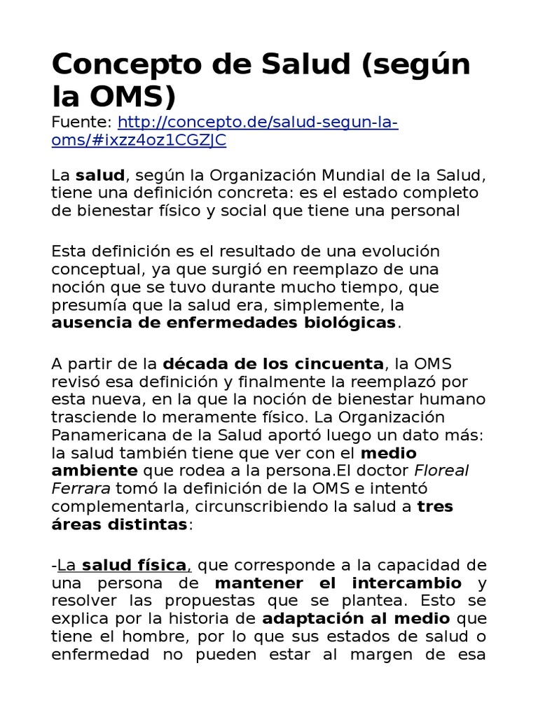 Concepto de salud segun la oms 2 pdf organizaci n mundial de la