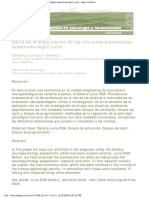 Teoría de La Organización de Las Funciones Psicológicas Superiores Según Lur