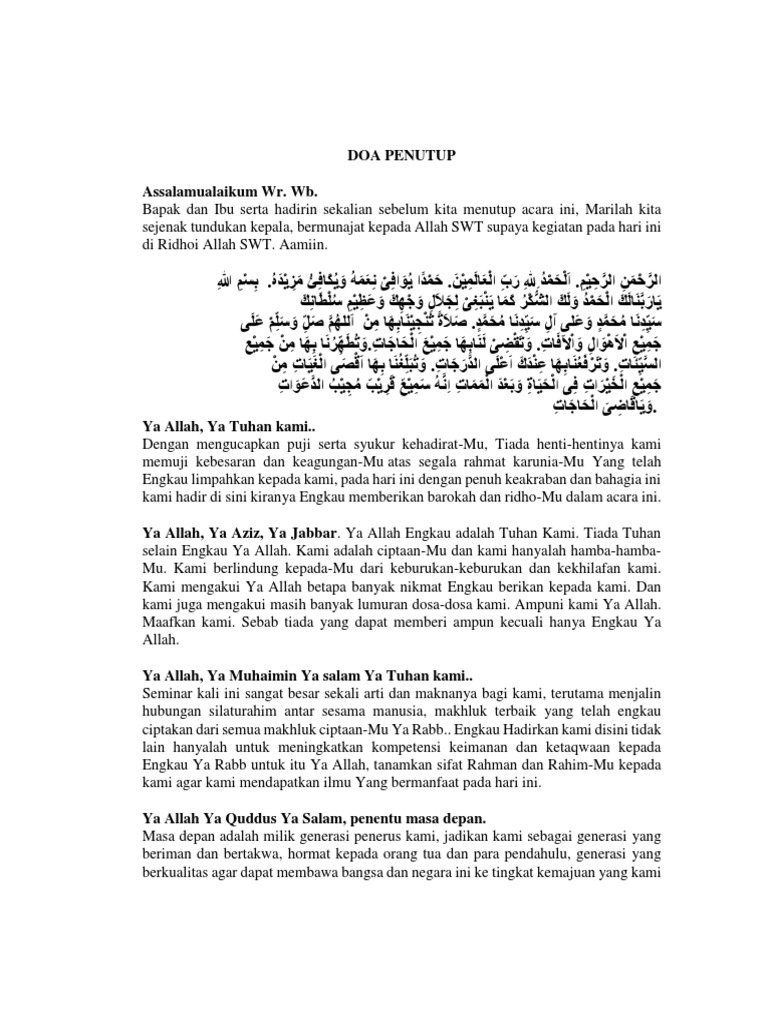 Teks Doa Penutup Acara Seminar