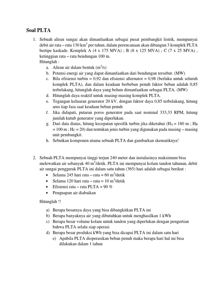 Soal Plta