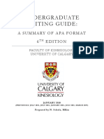Undergraduate Writing Guide:: A Summary of Apa Format 6 Edition