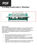 Cording Embroidery Machine