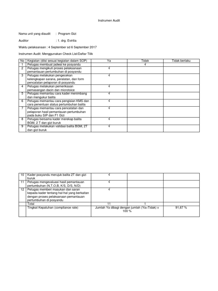 Instrumen Audit Internal Ukm