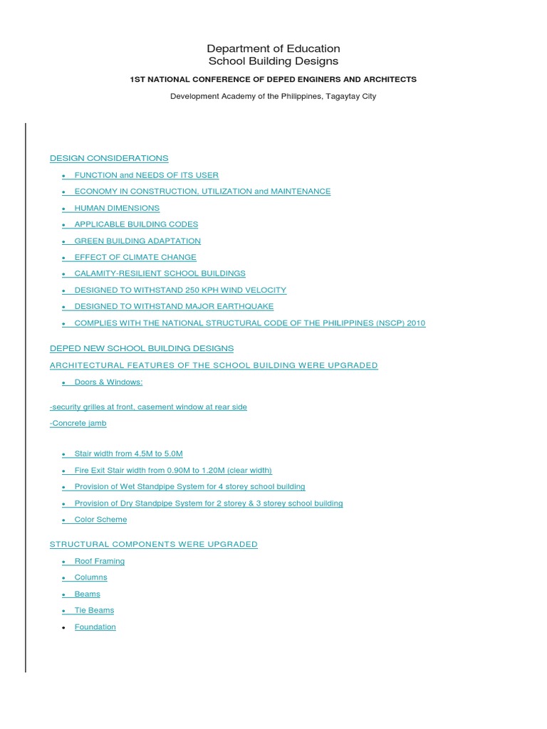 DepEd School Building Design Standards | PDF | Window | Door