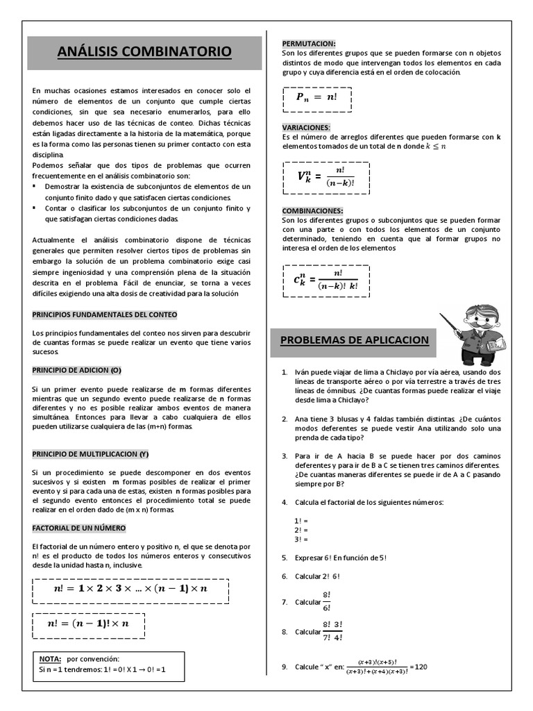 Técnicas de Conteo en Análisis Combinatorio | PDF | Combinatoria ...