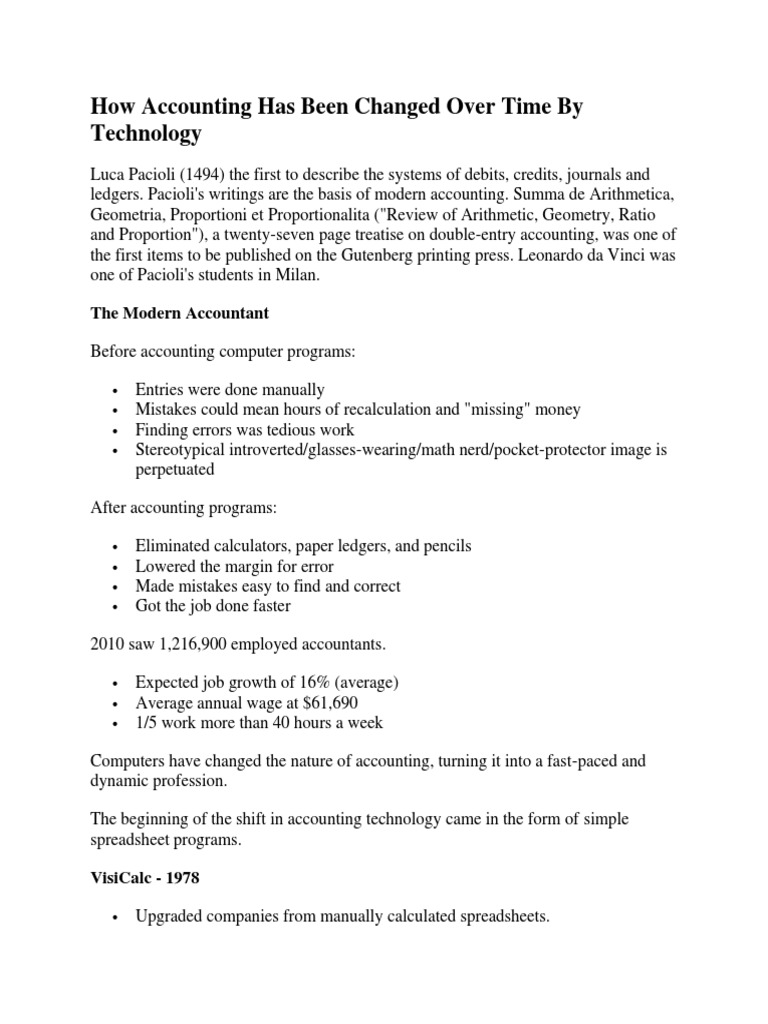 How Accounting Has Been Changed Over Time by Technology: The Modern ...
