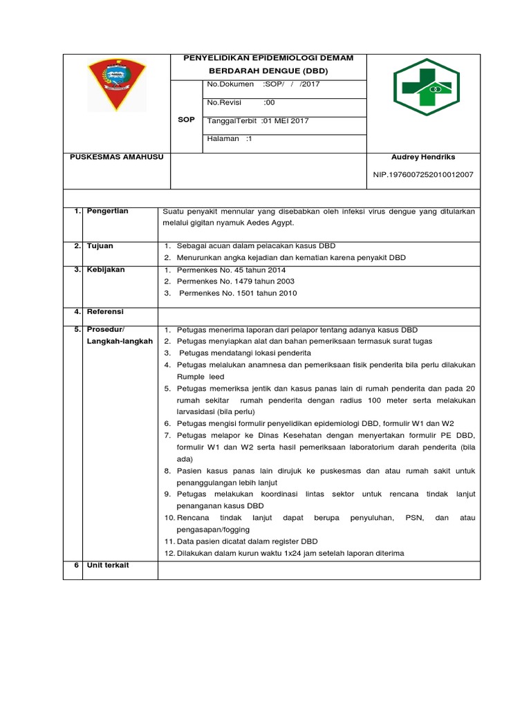 Prosedur Penyelidikan DBD di Puskesmas | PDF